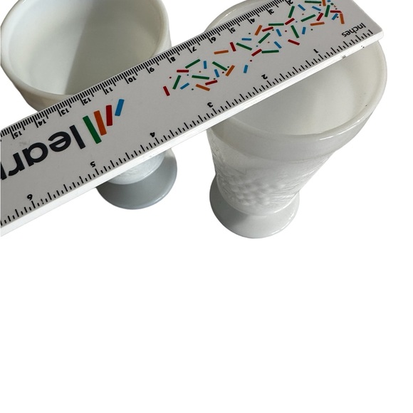 TWO VINTAGE WHITE MILK GLASS GRAPEVINE  PEDESTAL BASE - Picture 9 of 12